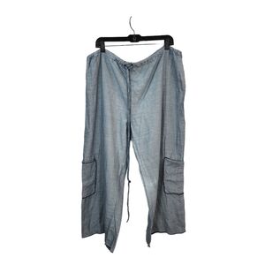 Cynthia Ashby Women's Oversized 100% Linen Pocket Pant - M